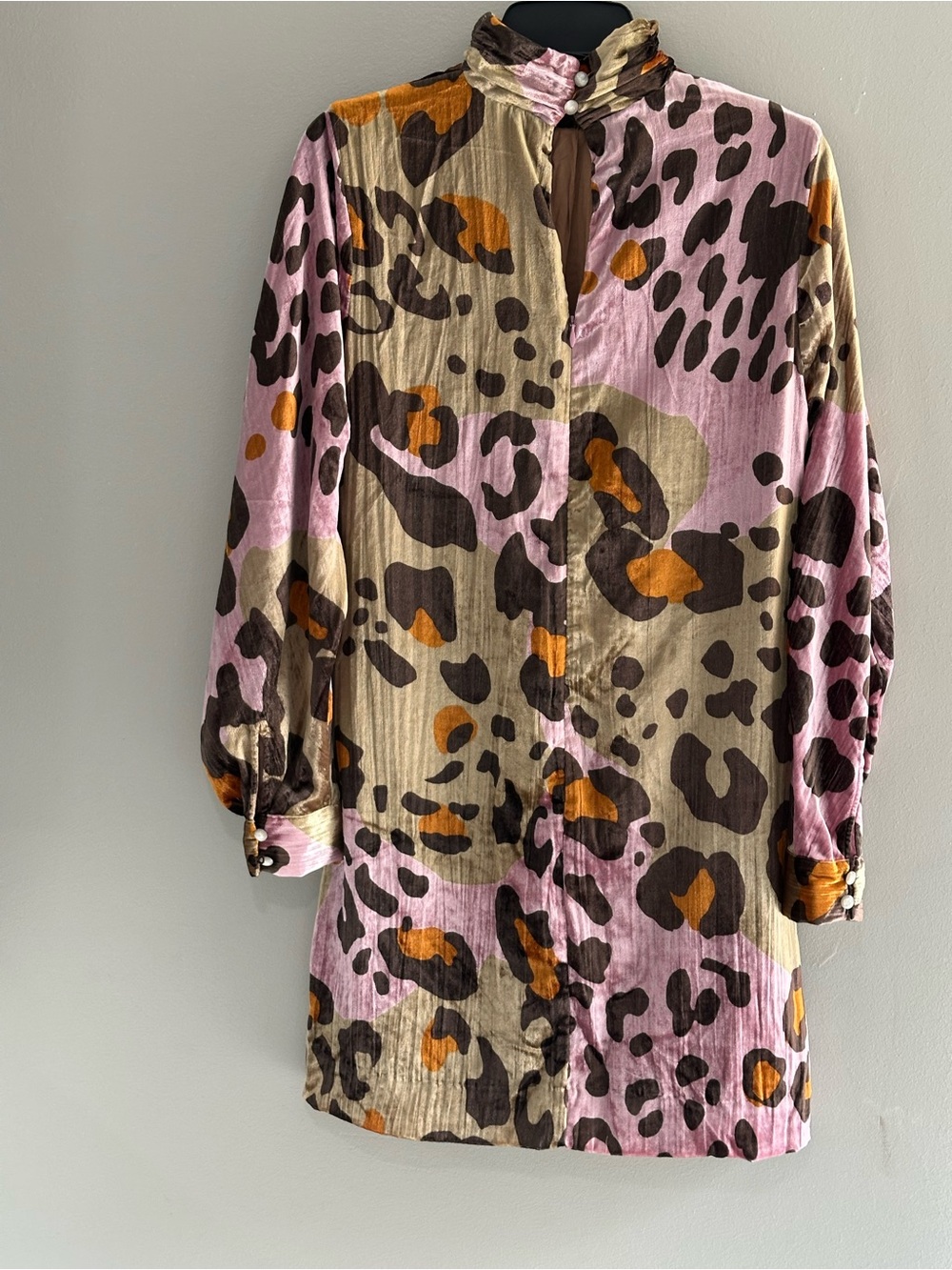 Anthropologie Multicolor Leopard-Print High-Neck Mini Dress - Picture 8 of 12